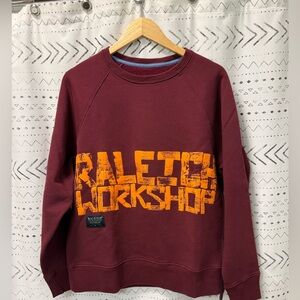 Raleigh Workshop Maroon Sweatshirt with Orange Print